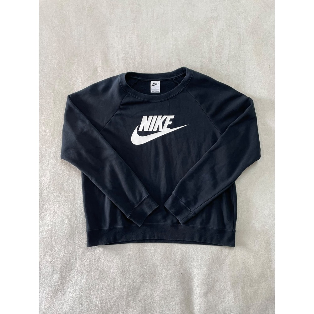 Nike Sportswear Essential Crewneck Sweatshirt Black White Futura Logo Large